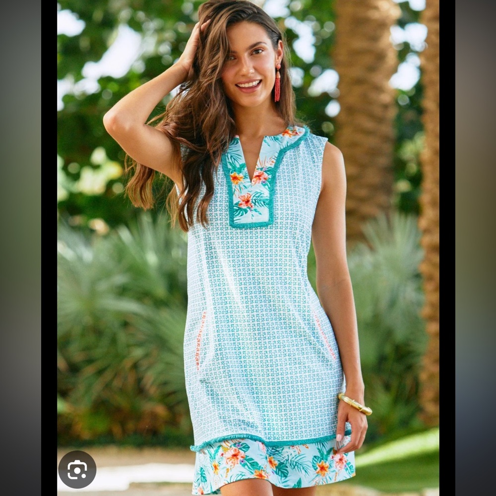 Cabana Life Small Cayman Sleeveless Fringe Tunic Dress